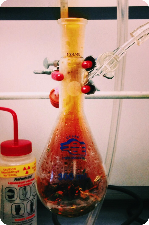 Fuming flask with uranium complex